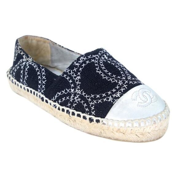 Chanel Espadrille 35 Stitch Canvas Cc Cap Toe Flats CC-S0207P-C033 - Picture 7 of 11